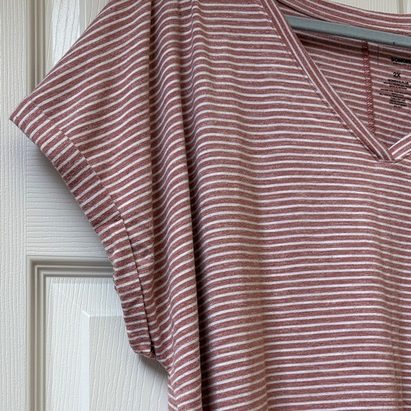 Sonoma Pinkish Salmon Striped V-Neck Tshirt dress - Picture 5 of 6